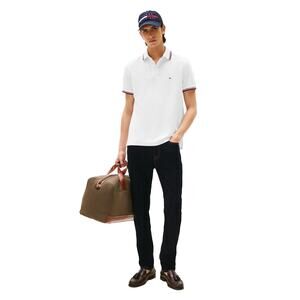 NWT Tommy Hilfiger Men’s Tipped Regular Short Sleeve Polo Fresh White Medium